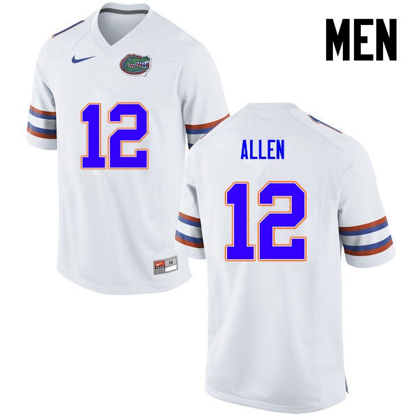 Florida Gators Men #12 Jake Allen College Football Jersey White
